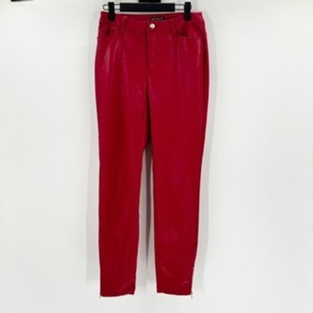 Venus Womens Red Faux‎ Leather Pants Zip Ankle Skinny High Rise Size 2